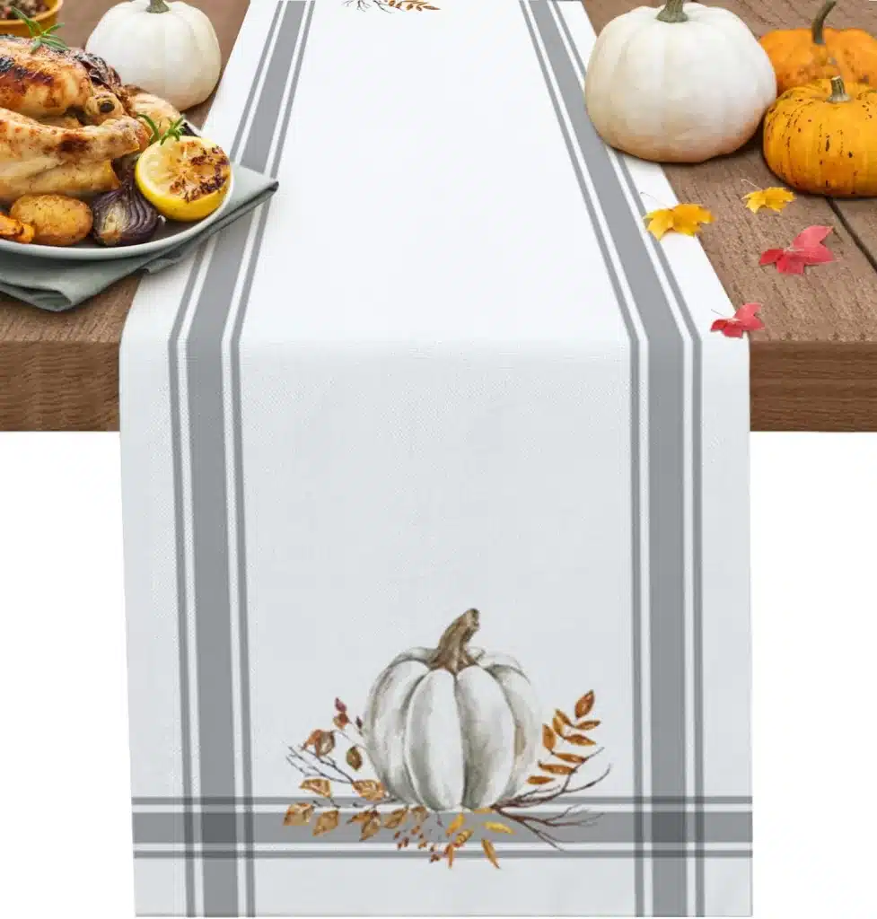 A table runner adds a lot to fall table decor. 