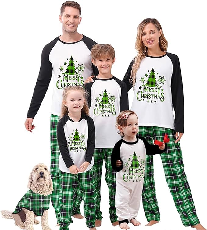 Christmas tree matching family pajamas