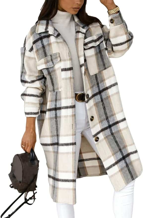 Long flannel in outerwear for women