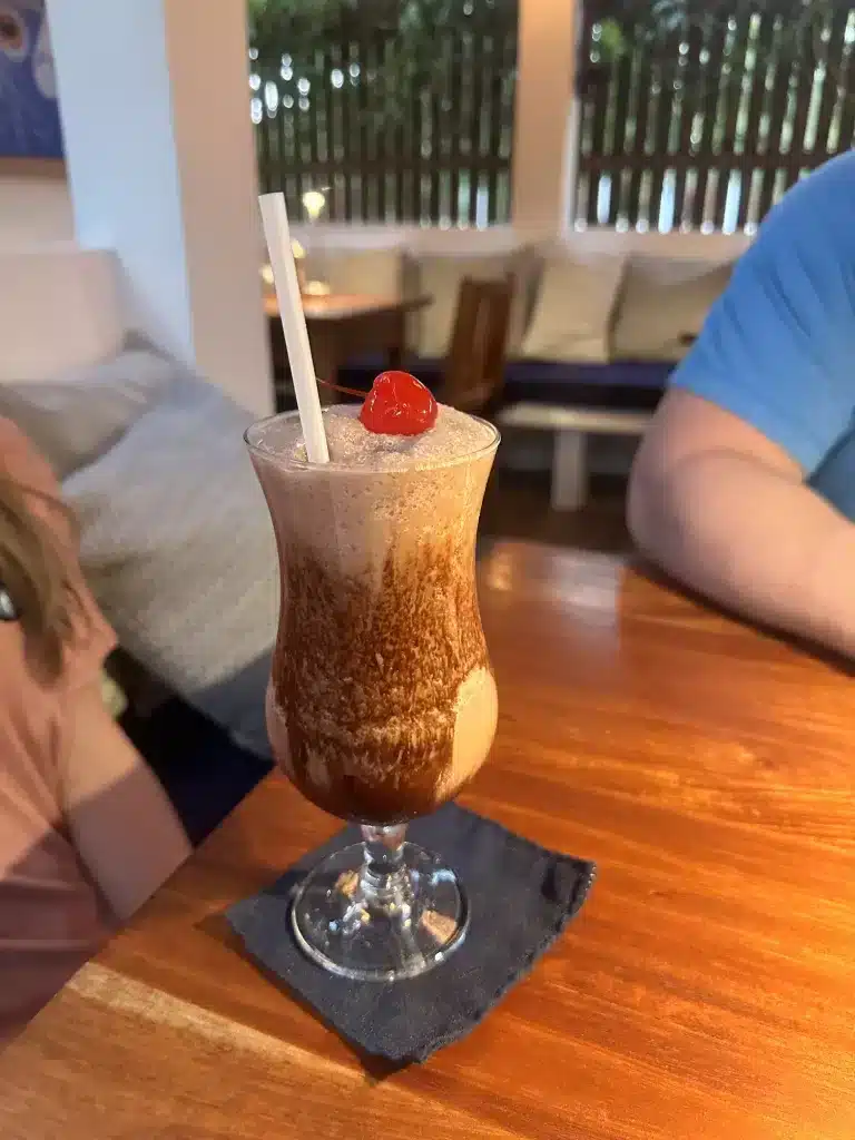 A refreshing chocolate milkshake is not a bad idea while your staying one week in Belize with family.