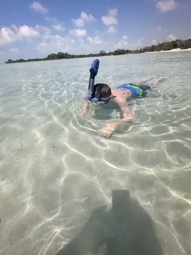 Snorkeling at a private beach in San Pedro.