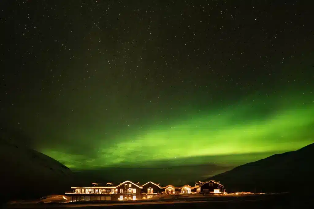 Northern lights are easier seen at hotels outside of Reykjavik, Iceland. 