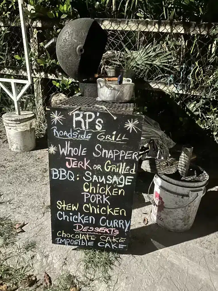 Evening snack at RP's Roadside Grill near Sandy's Secret on Caye Caulker.