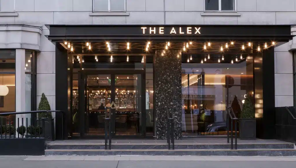 The entrance of The Alex, if you're wondering where to stay in Dublin.