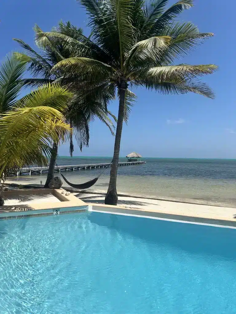 A large dock for bonefishing while staying in Belize.