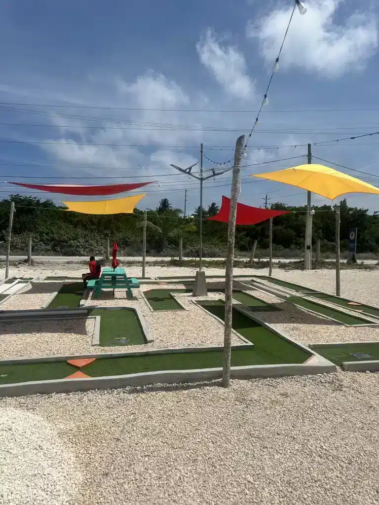 A fun family activity with kids is mini golfing in San Pedro Belize.