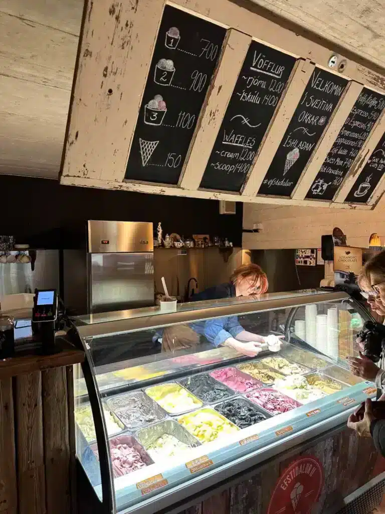 Efstidalur Farm in Iceland is a great place for ice cream along the Golden Circle route, one of the sights on the map.