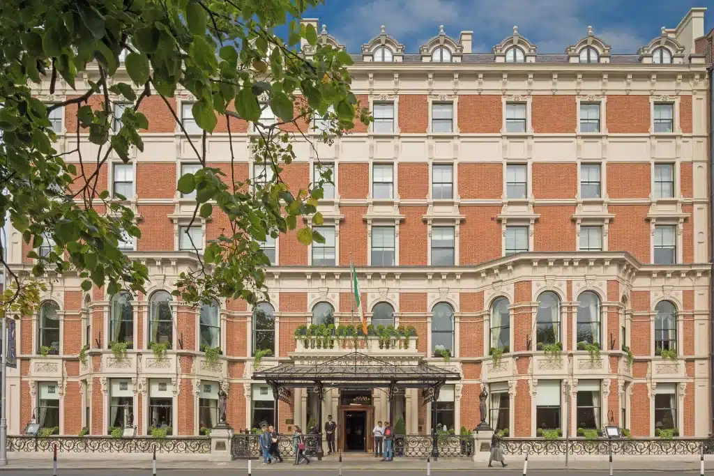 Beautiful exterior of Shelbourne Hotel Dublin.