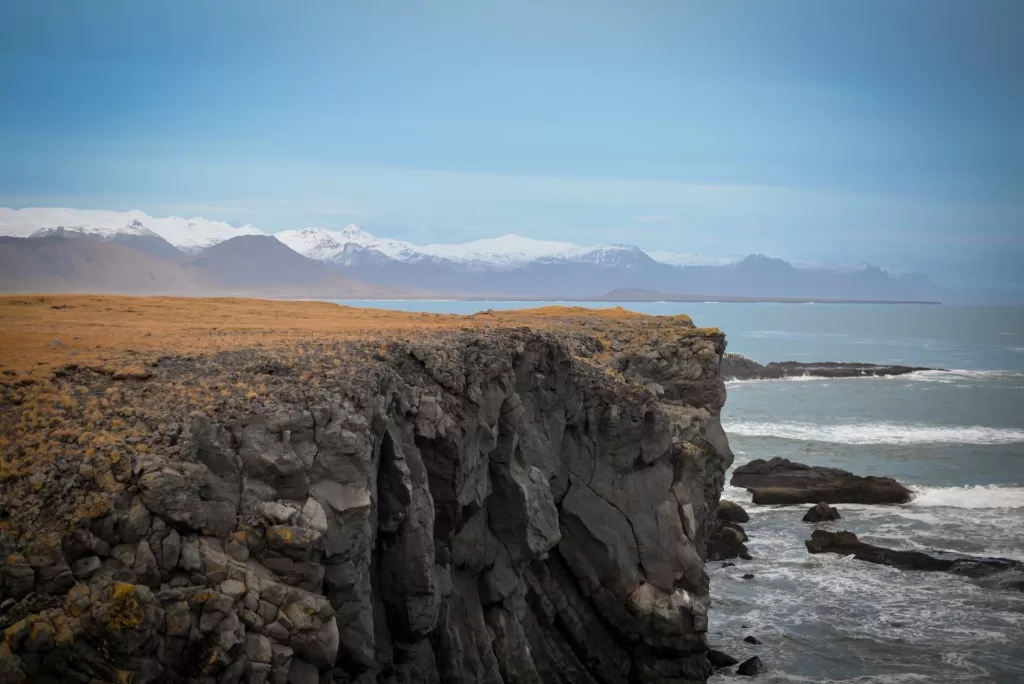 Cliffs on the Snaefellsnes peninsula on this Iceland roadtrip itinerary with a car. 