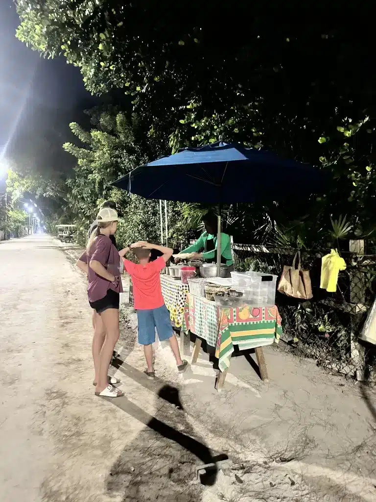 Waiting for our delicious street food in Belize. 