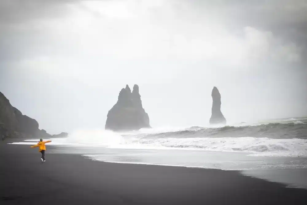 Taken on the black sand beach near Vik, Iceland where you can find the best hotels and cheap places to stay for the family.