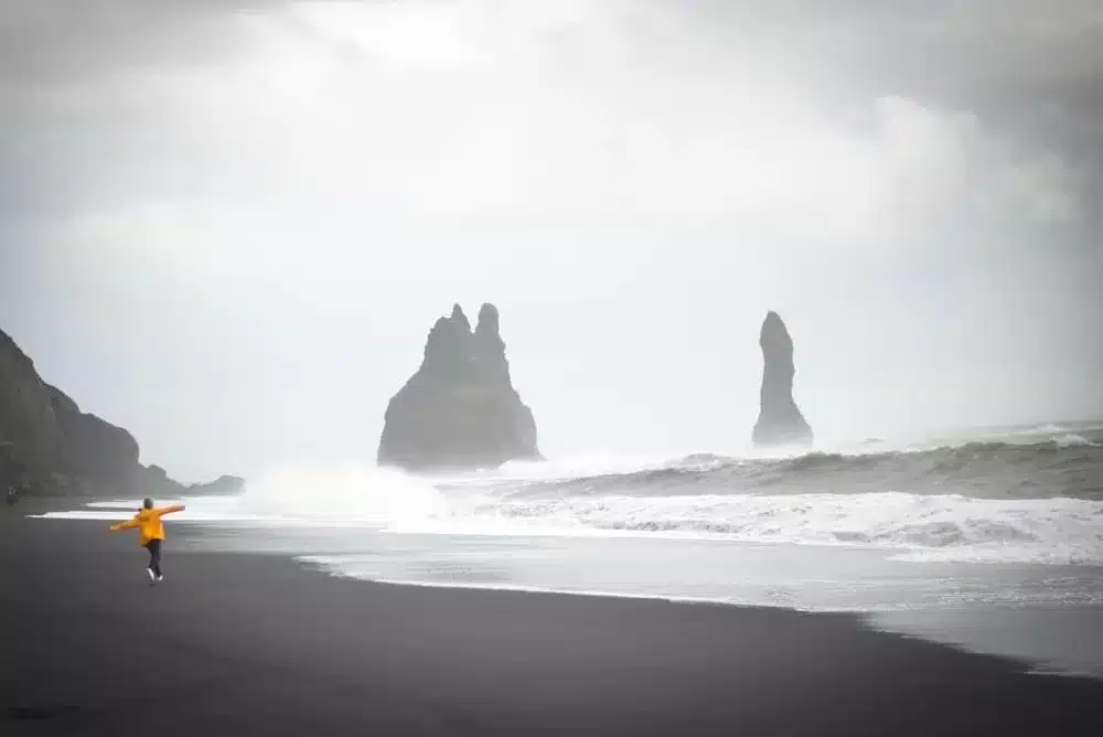 Reynisdrangar are towering basalt sea stacks.