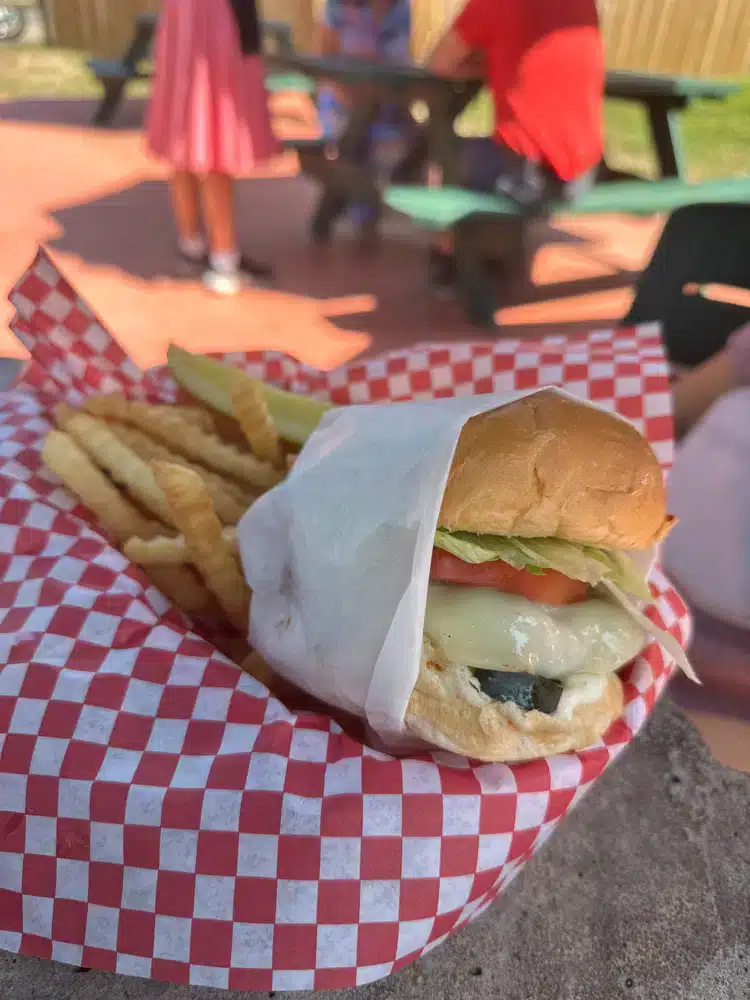 A turkey burger at The Drive-In restaurant in Taylors Falls.