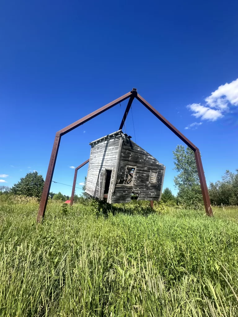 A house sculpture at Franconia Sculpture garden which is a great family activity near Taylors Falls, MN.