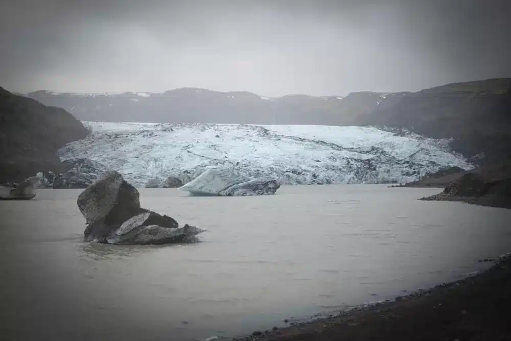 Solheimajokull glacier is a stop between Selfoss and Vik on the South Coast Iceland.