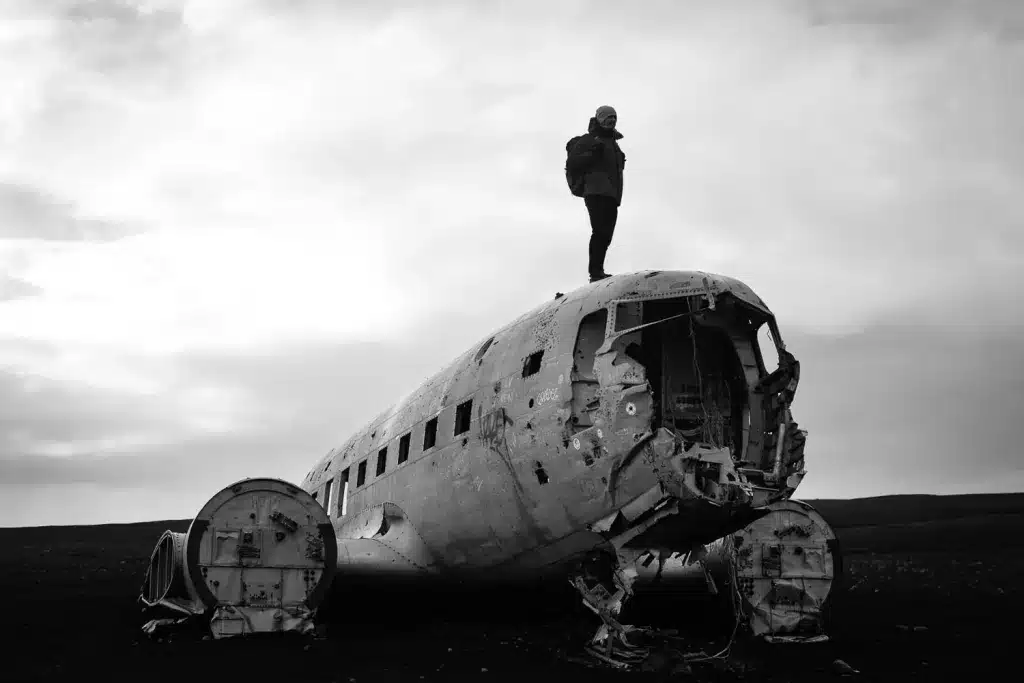 Standing on the Solheimasandur plane wreck.