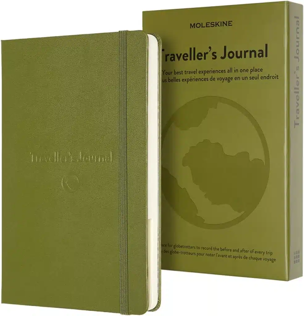 A travel journal is one of my favorite travel essentials on amazon.