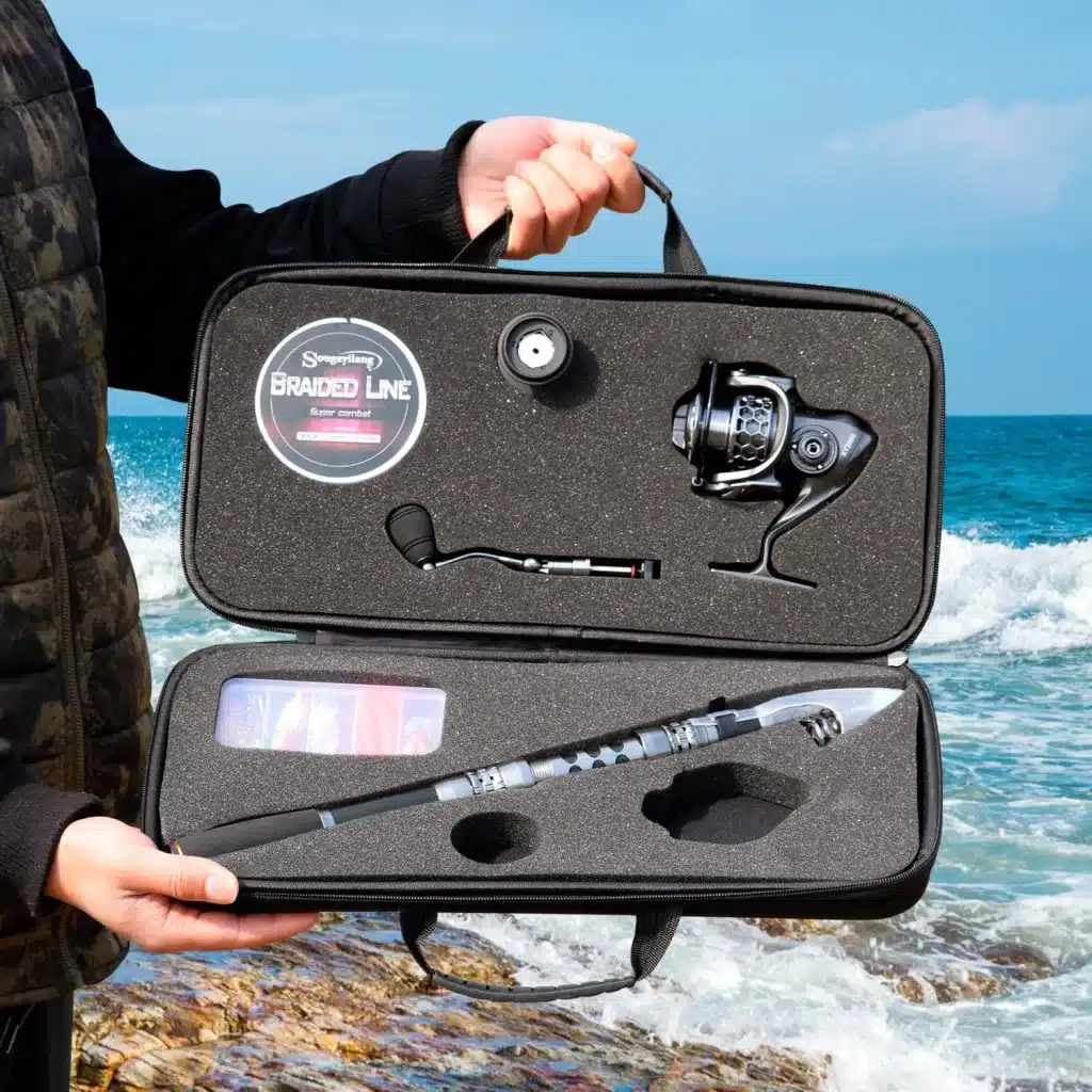 This travel fishing pole comes in a great case. 