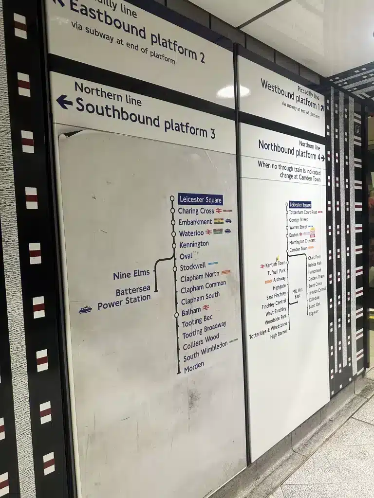 A map of the locations in London for the Tube. 