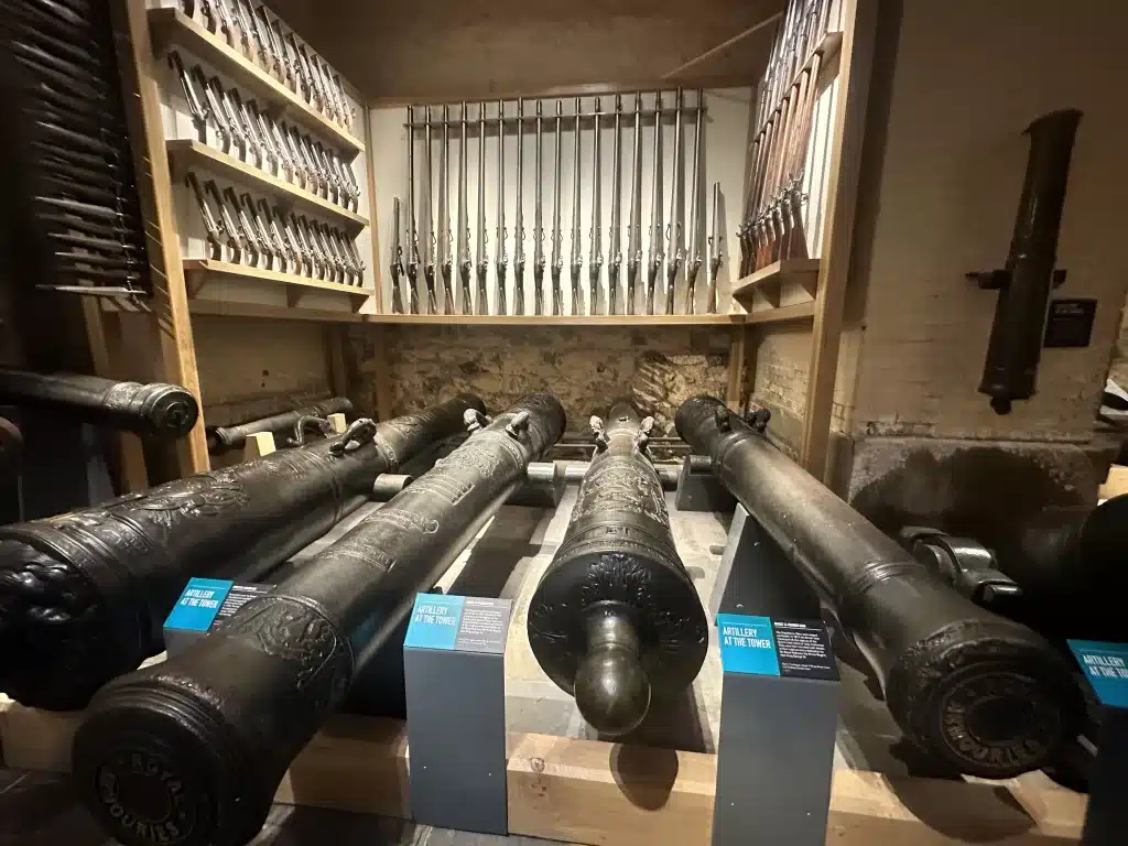 Weapons on display at Tower of London. 