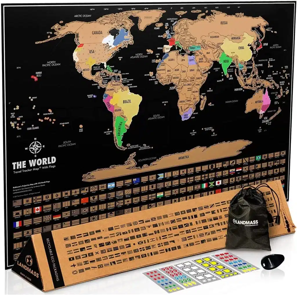 A scratch off map makes a great Christmas gift idea for travel. 