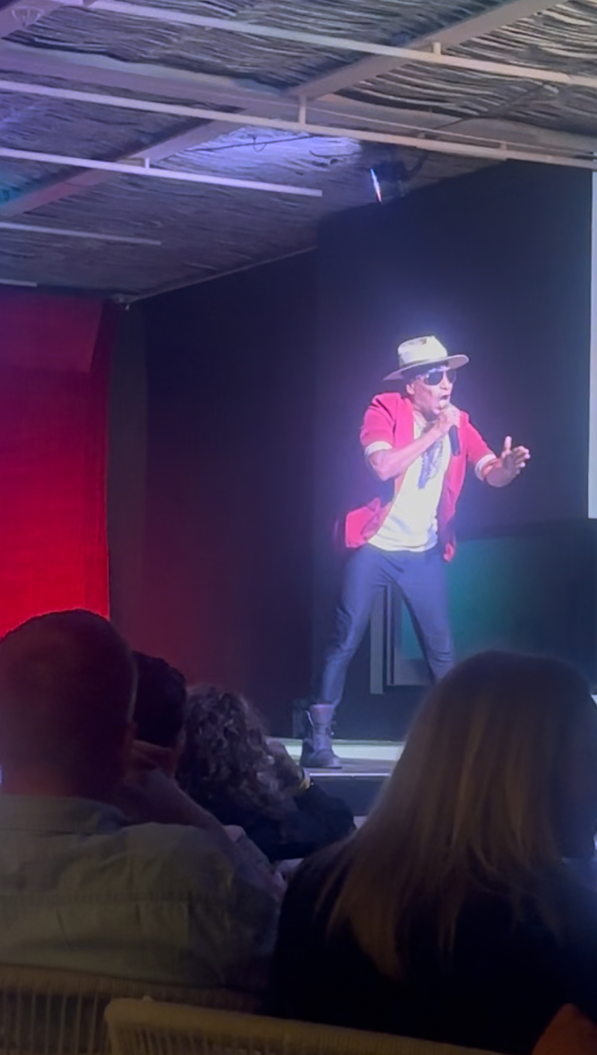 Bruno Mars entertaining at Tortugas Terrace which is a great restaurant with seafood on the resort, Villa Del Palmar in Cabo San Lucas, Mexico. 