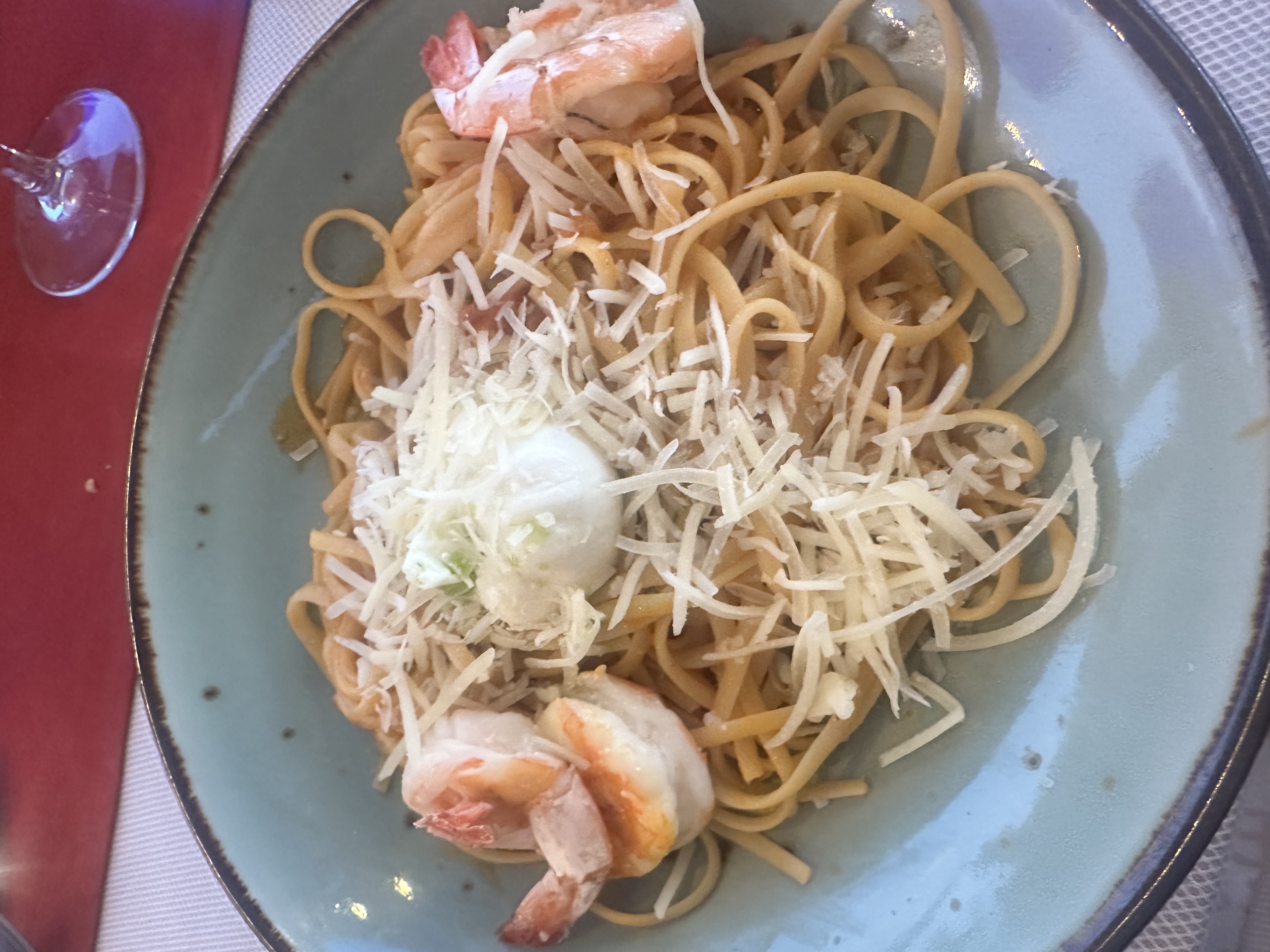 Linguini and shrimp at Bella.