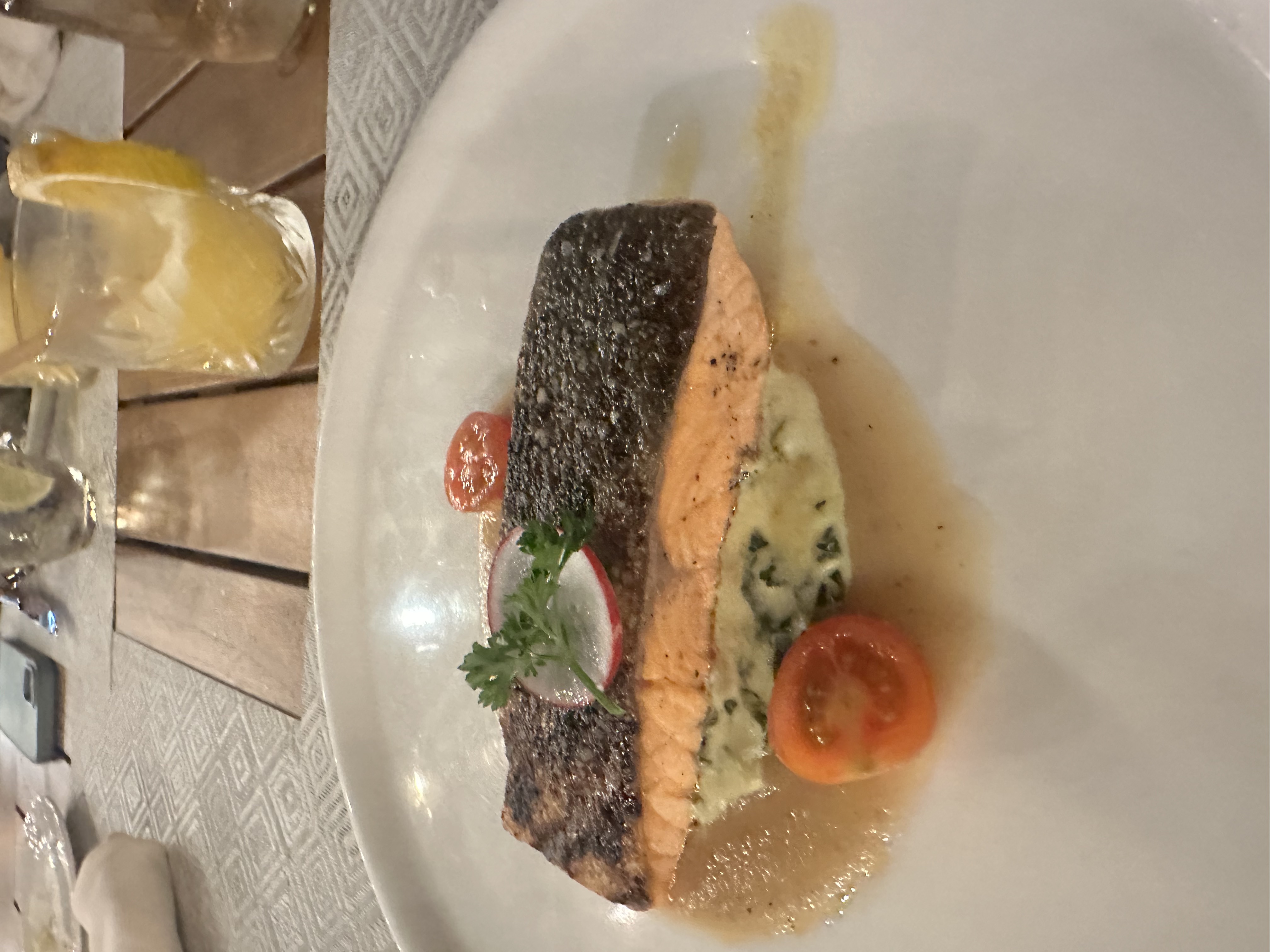 Salmon at Tomatillo's, one of the excellent restaurants at Villa Del Palmar in Cabo San Lucas, Mexico. 